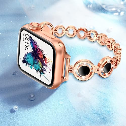 Vista 12 de Fitlink Correa de reloj Apple con purpurina delgada con diamantes de 1.496 pulgadas, 1.575 pulgadas, 1.614 pulgadas, 1.654 pulgadas, 1.732 pulgadas