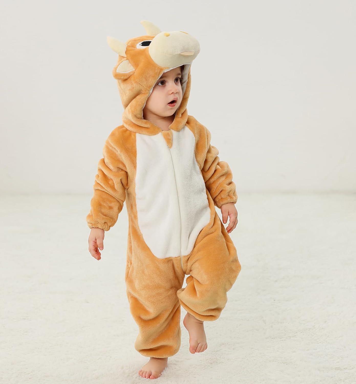 Toddler Halloween Christmas Outfits Unisex Baby Animal Costume Romper Infant's Zip Up Hooded Costume Cosplay Jumpsuit - Image 4