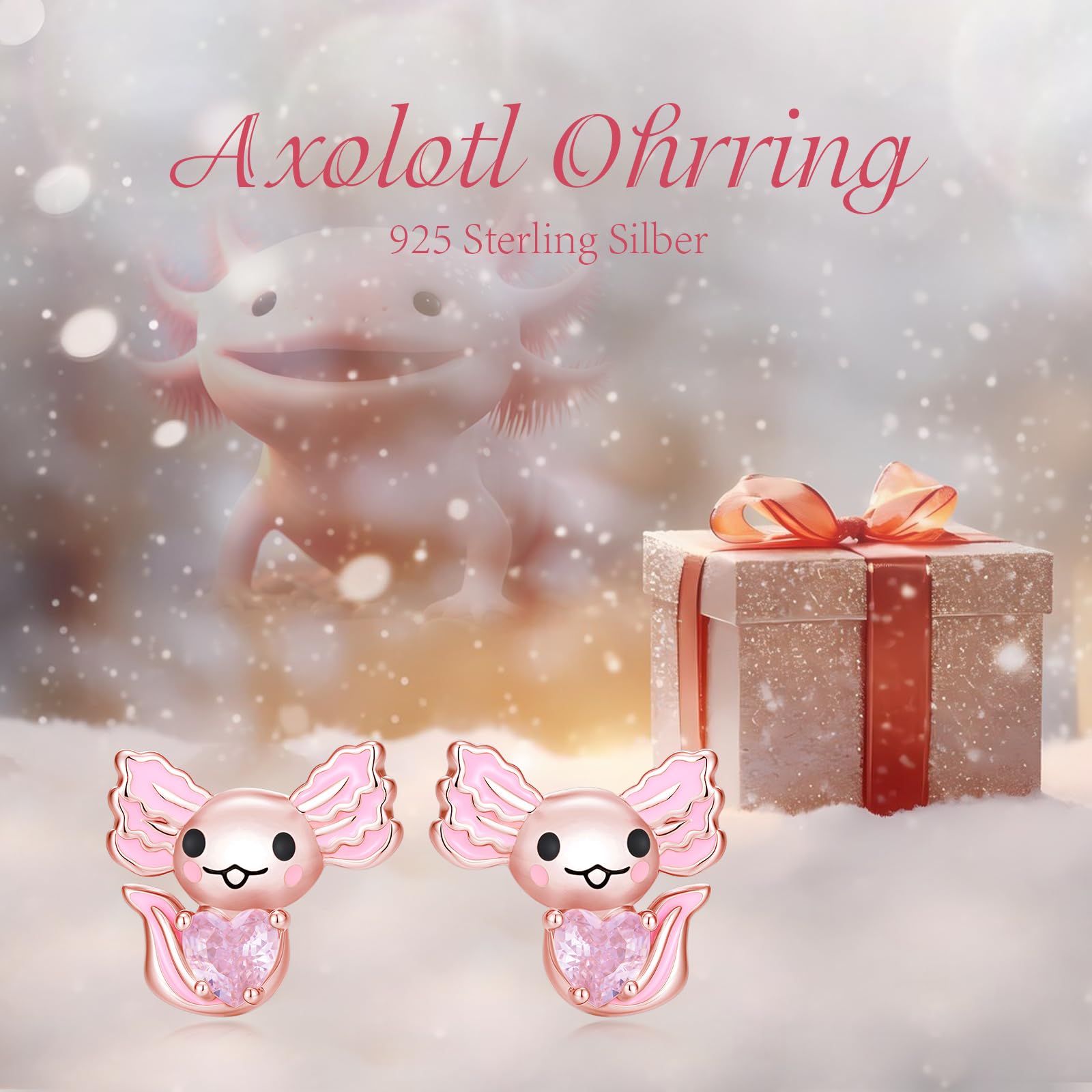 Axolotl Ohrring 925 Sterling Silber Süße Tier Ohrringe Hypoallergen Rosa/Blau Axolotl Ohrstecker Axolotl Schmuck Geschenke für Frauen Teen Mädchen