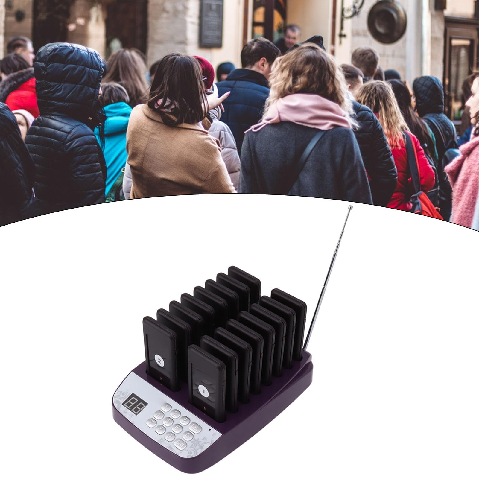 Zunate Restaurant Buzzer Pagers, Food Truck Pager System, Restaurant Waiting Buzzers, 16 Order Beeper with Vibration, Flashing and Buzzer for Restaurant,Food Truck,Church (US Plug)