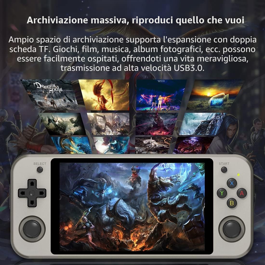 Console di gioco portatile RG552 con 20000 giochi 128G TF Card, schermo IPS da 5,36 pollici Console per videogiochi Open Source Android e Linux, funzione WiFi