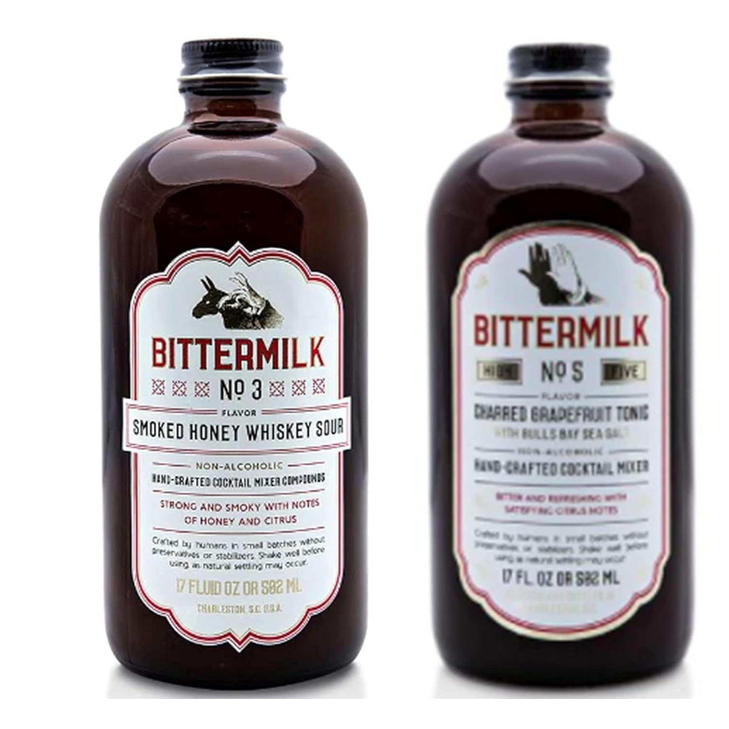 Bittermilk No. 3 & No. 5 Cocktail Mixers - Whiskey Sour Mix - Grapefruit Tonic - Margarita Mix Bundle - All Natural Handcrafted Cocktail Mixer - Makes 37 Cocktails