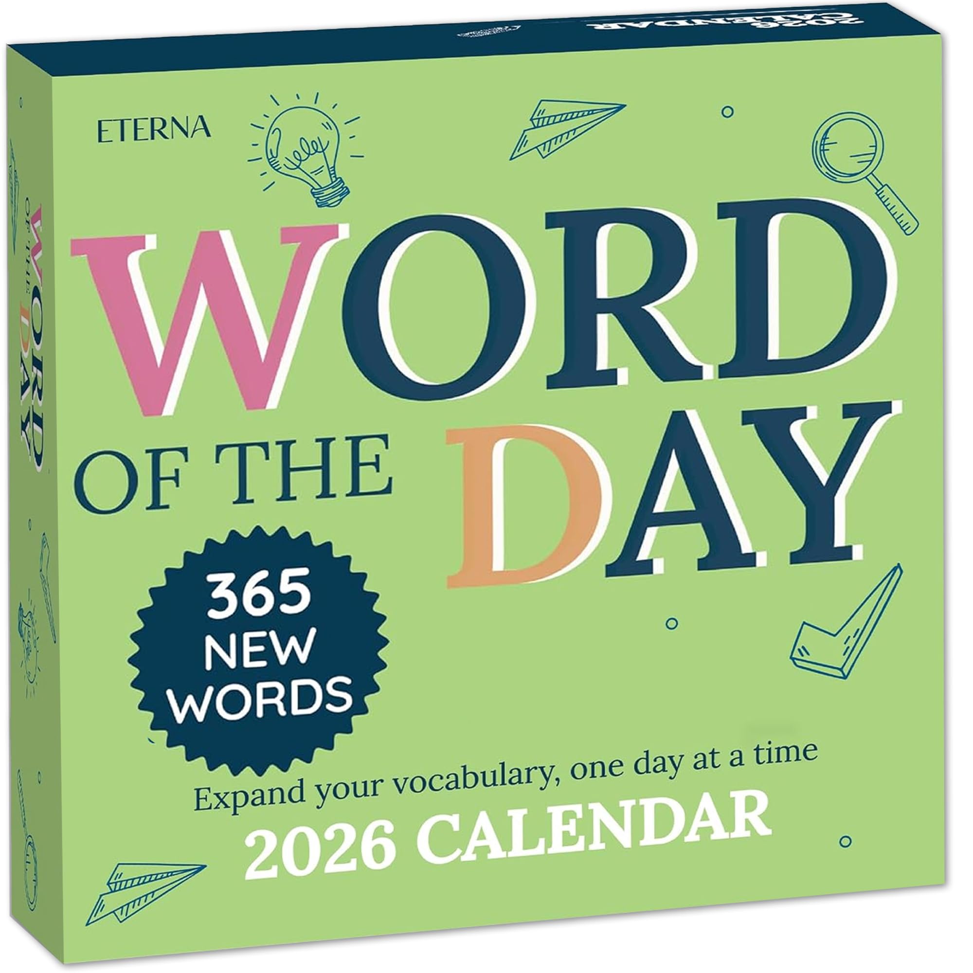 2026 Word of the Day Daily Calendar | Day To Day Tear Off Desktop Calendar with 365 New & Interesting Words & Definitions for Everyday of the Year, Fun Box Calendar Present For Men or Women, Christmas