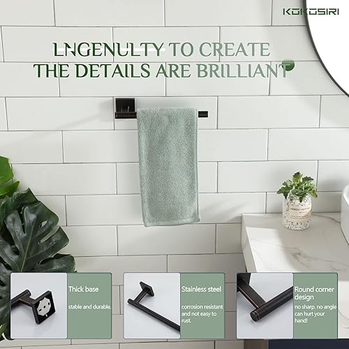 Miniatura 7 de KOKOSIRI Toalleros de baño de 20 pulgadas, toalleros de baño, toallero, anillos de toalla de bronce aceitado B4005ORB-L20+B3008ORB