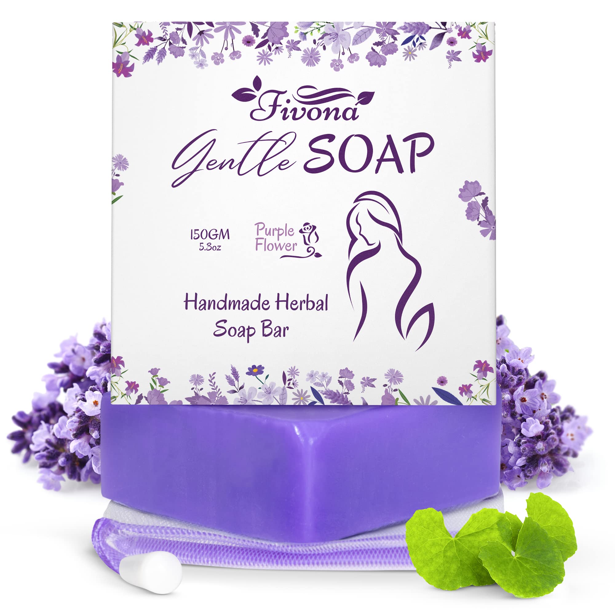 FIVONA Feminine Yoni Soap Natural Herbal Bar with Foaming Bag Perfect for Intimate V Care and Body Wash