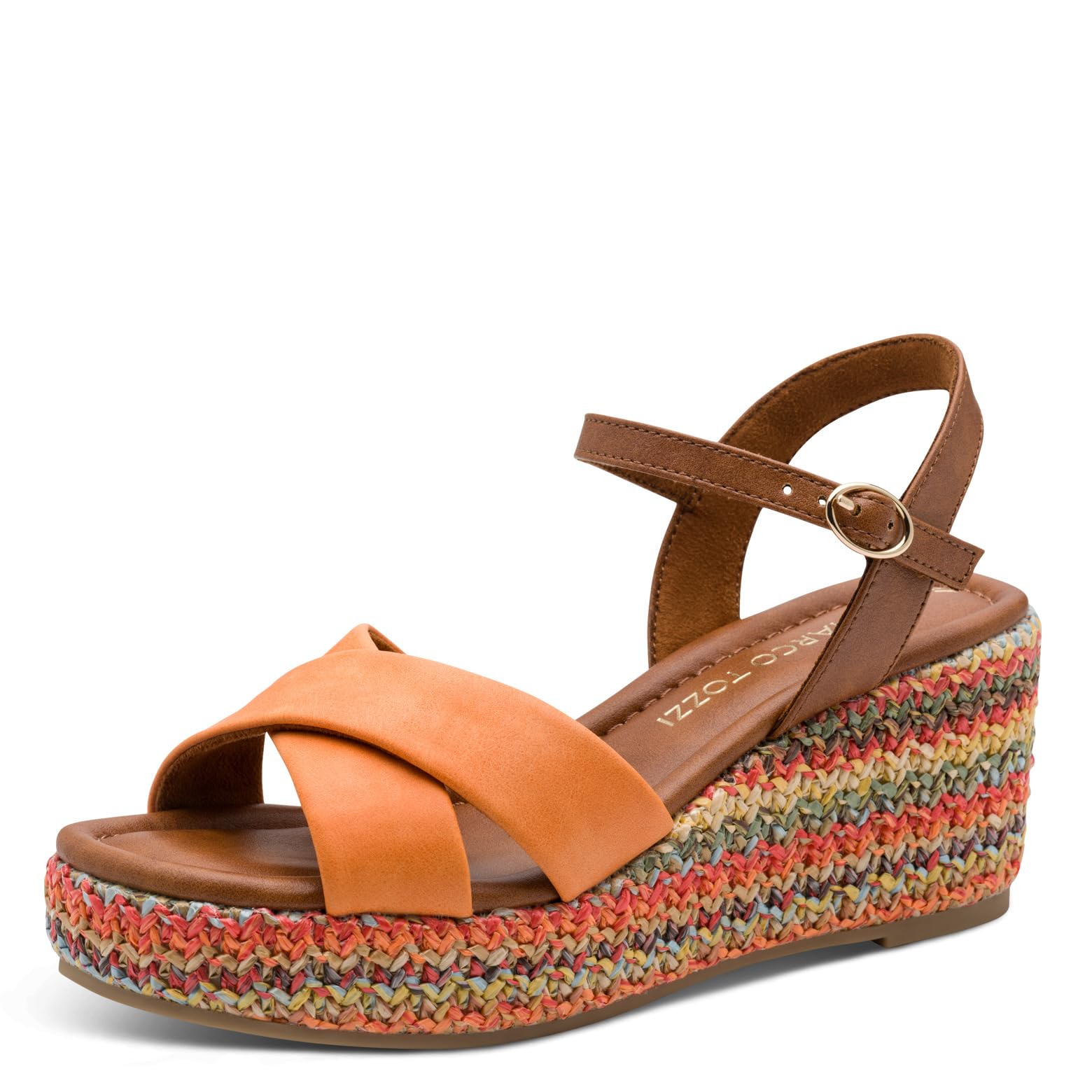 MARCO TOZZI Women Sandal soft Feel Me footbed soft lining Summery, orange (MANGO COMB), 4.5 UK