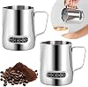 2pcs Milk Frothing jug 600ml, Stainless Steel Milk jug Barista Tools Coffee Milk Frother with Temperature Control for Perfect Froth, Coffee Shop Accessories Silver