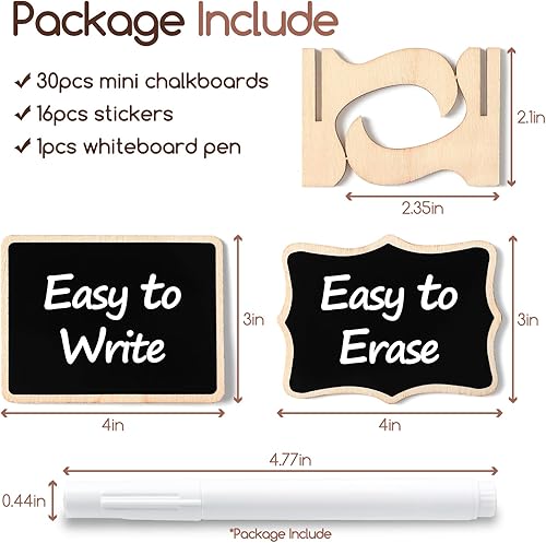 Miniatura 2 de Paquete de 30 mini letreros de pizarra para alimentos con soporte de caballete, pizarra pequeña para letreros de boda, letreros de comida, tarjetas