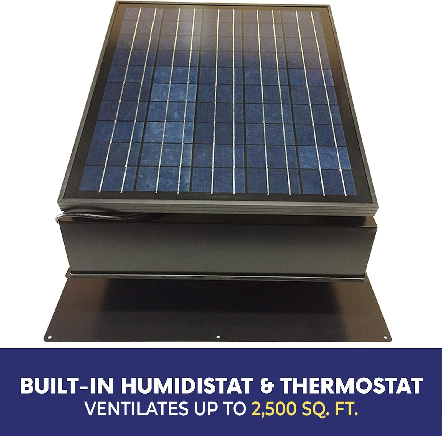 Wentylator solarny na poddaszu, płaski dach 30 W, czarny