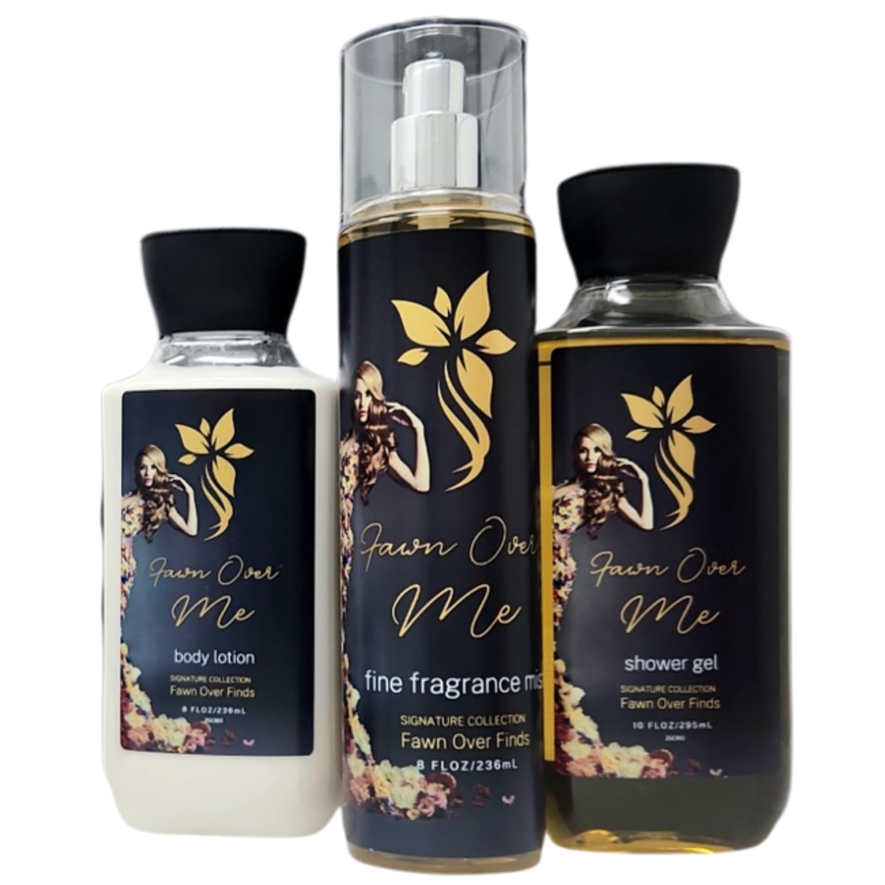 Fawn Over Me Body Care Trio: Fine Fragrance Mist, Body Lotion, Shower Gel (Mist, Gel, Lotion, Fawn Over Me)