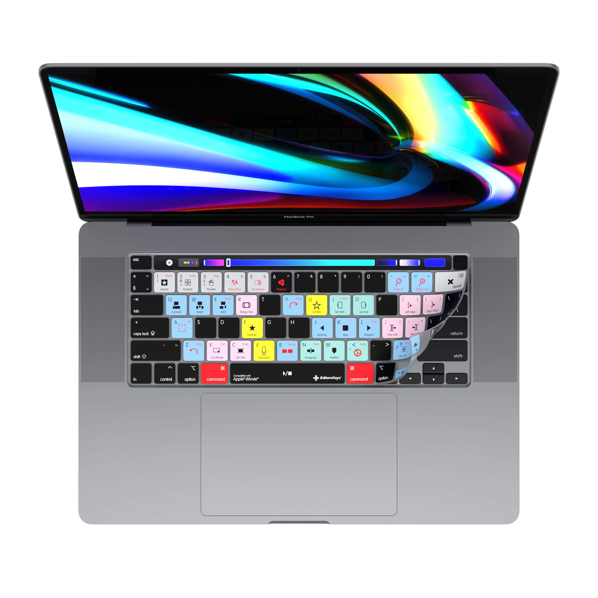 iMovie Tastatur-Abdeckung für MacBook Pro 2020+ 33 cm (13 Zoll) und 40,6 cm (16 Zoll) | echte Shortcut-Abdeckung von Editors Keys | nicht für andere MacBook-Modelle geeignet