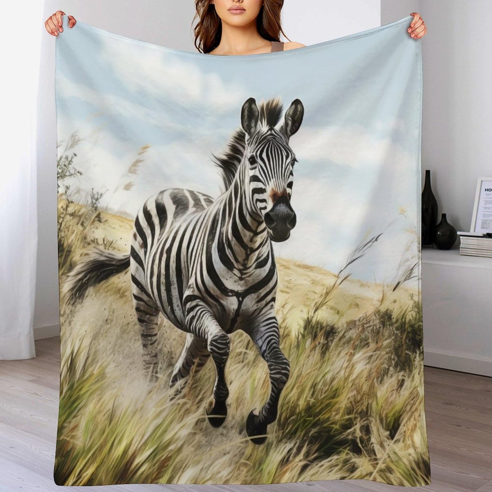 Manta de forro polar de cebra 100x130 cm de franela suave para sofá
