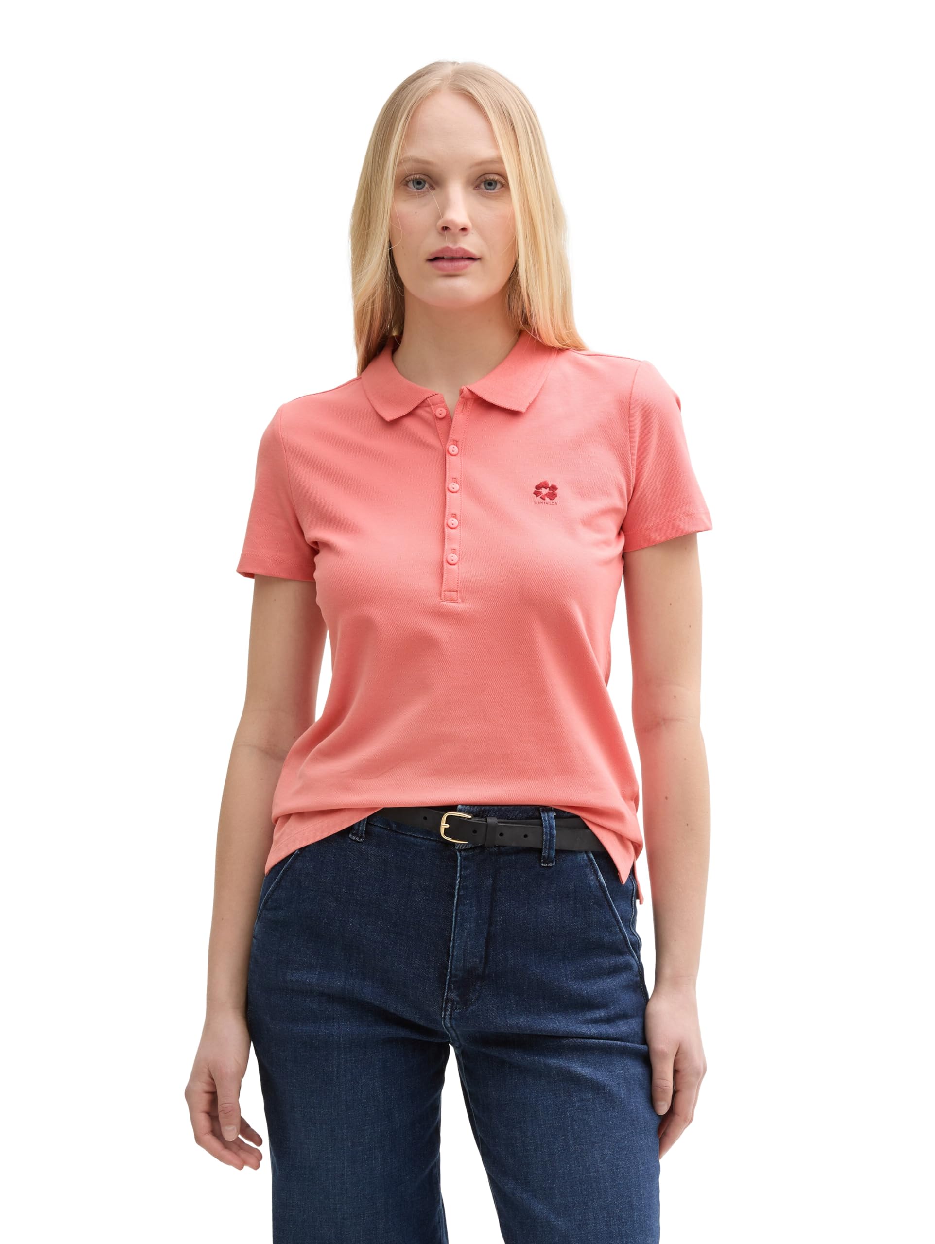 Tom Tailor Damen Piqué Poloshirt mit Stickerei