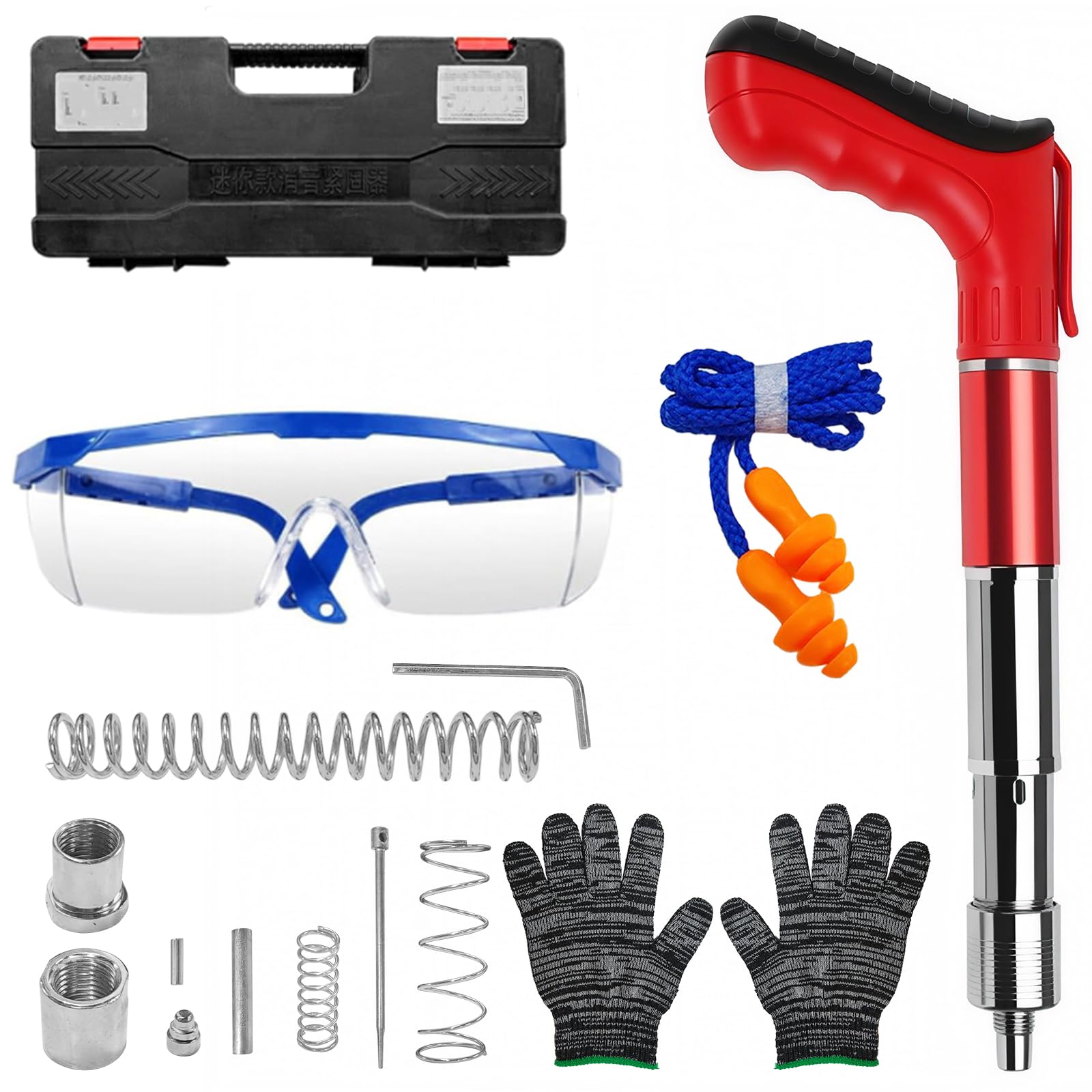 Aolawco Red All-Steel TypeUpgraded Concrete Nail Gun Kit, 5 Speed Removable Manual Steel Nail Gun for Ceiling(Red All-Steel, No Nails)
