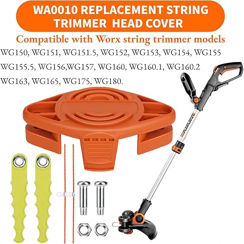 Miniatura 10 de Eyoloty Paquete de 32 cuchillas de repuesto WA0010 compatibles con Worx WA0004 WG154 WG163 WG160 WG180 WG175 WG155 WG151 cabeza de policarbonato,