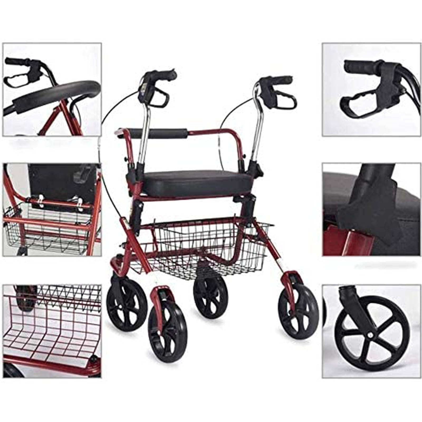 Andador Plegable Andador Andador De Transporte Andador con Asiento Y Ruedas - Andador Plegable Y Silla De Transporte Marco Ligero