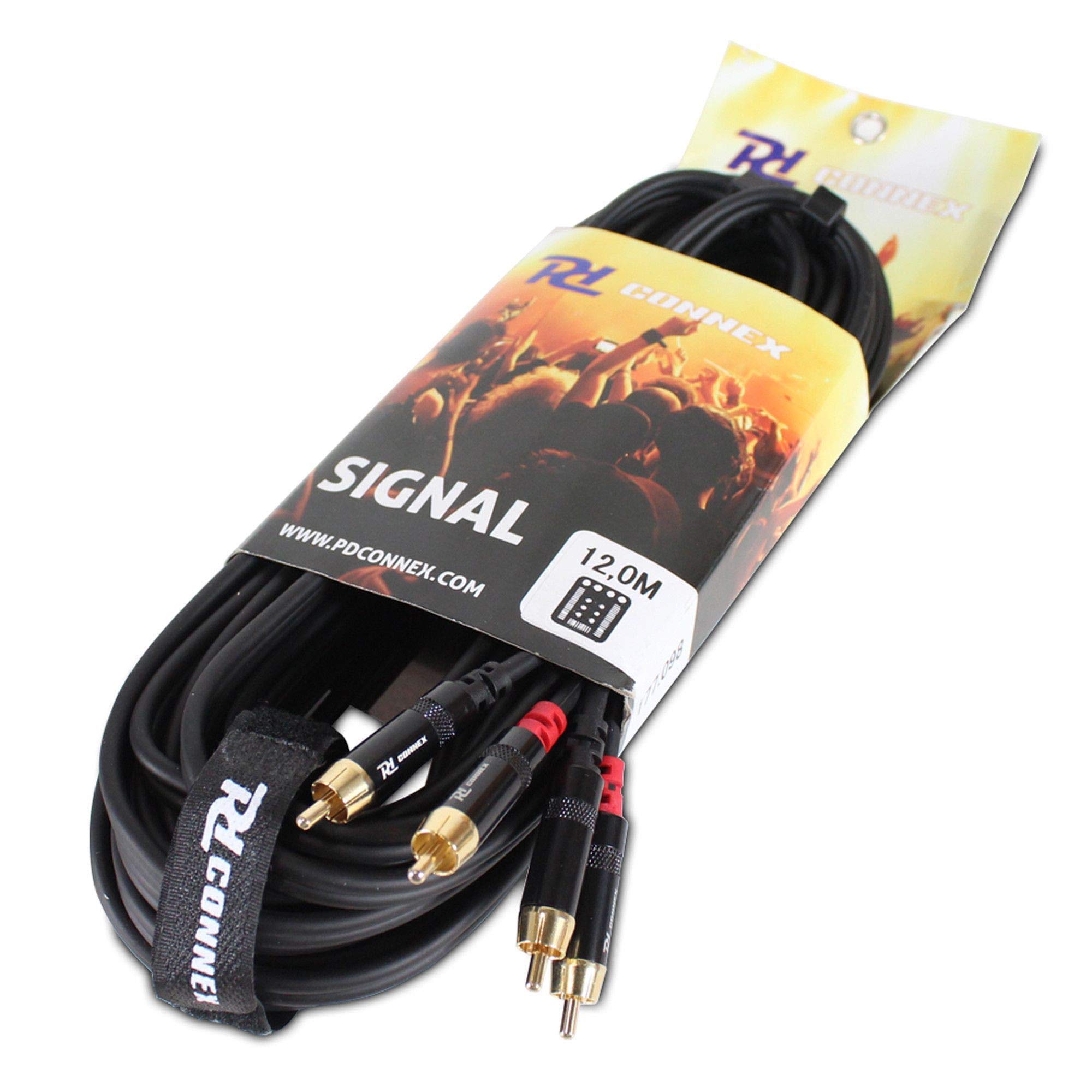 Câble Audio Cordon 2x RCA Mâle/2x RCA Mâle - 12m - Idéal pour Relier votre Ordinateur Portable, votre TV, Tablette, Smartphone…