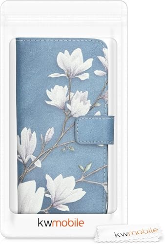 Miniatura 7 de kwmobile Funda tipo cartera compatible con Huawei Mate 20 Lite para teléfono, magnolias gris pardoblancoazul gris
