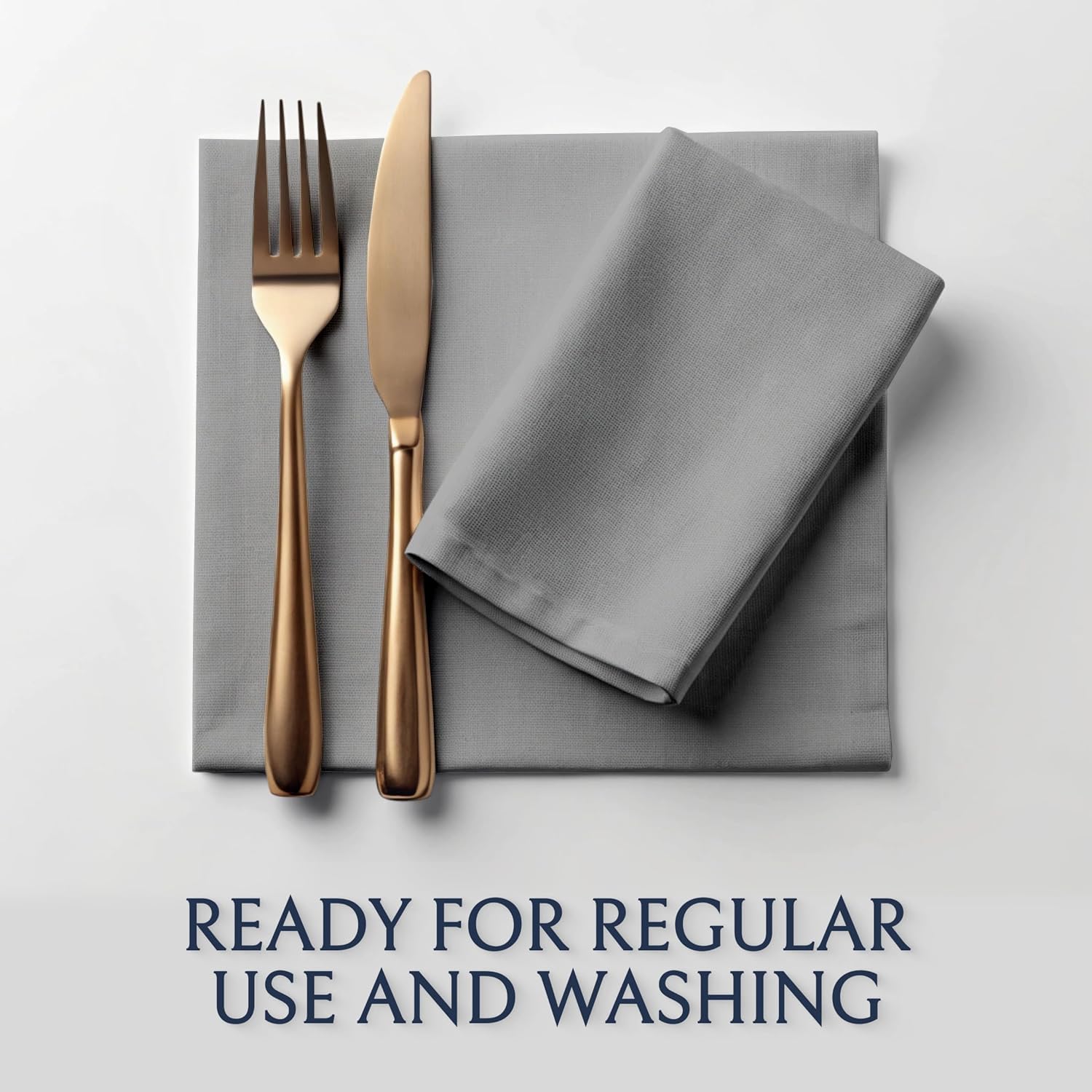 SKY BEDDINGS Cotton Cloth Napkins - Light Grey Dinner Napkins Set of 10 (14X14 Inches) 100% Cotton Absorbent Washable and Reusable for Thanksgiving, Dinner, Restaurant, Wedding and Hotel 1