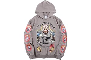 Mens Hoodies Gothic Skeleton Vintage Graphic Oversized Rapper Streetwear Pullover