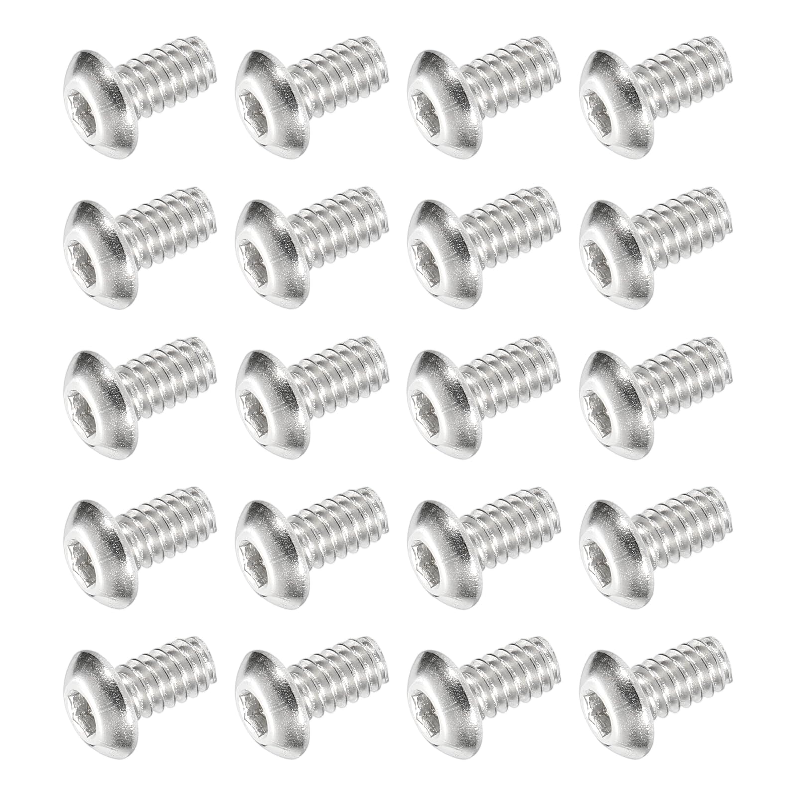 PATIKIL Button Head Socket Cap Screws, 20 PCS #10-24 UNC x 3/8 Inch 304 Stainless Steel Hex Drive Fully Thread Machine Bolts Screw for Furniture Water Pump Light Fixture, Silver