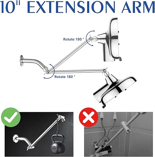Miniatura 5 de Cabezal de ducha de lluvia filtrado, cabezal de ducha de lluvia de alta presión de 8 pulgadas con brazo de extensión de 10 pulgadas, 3 modos de