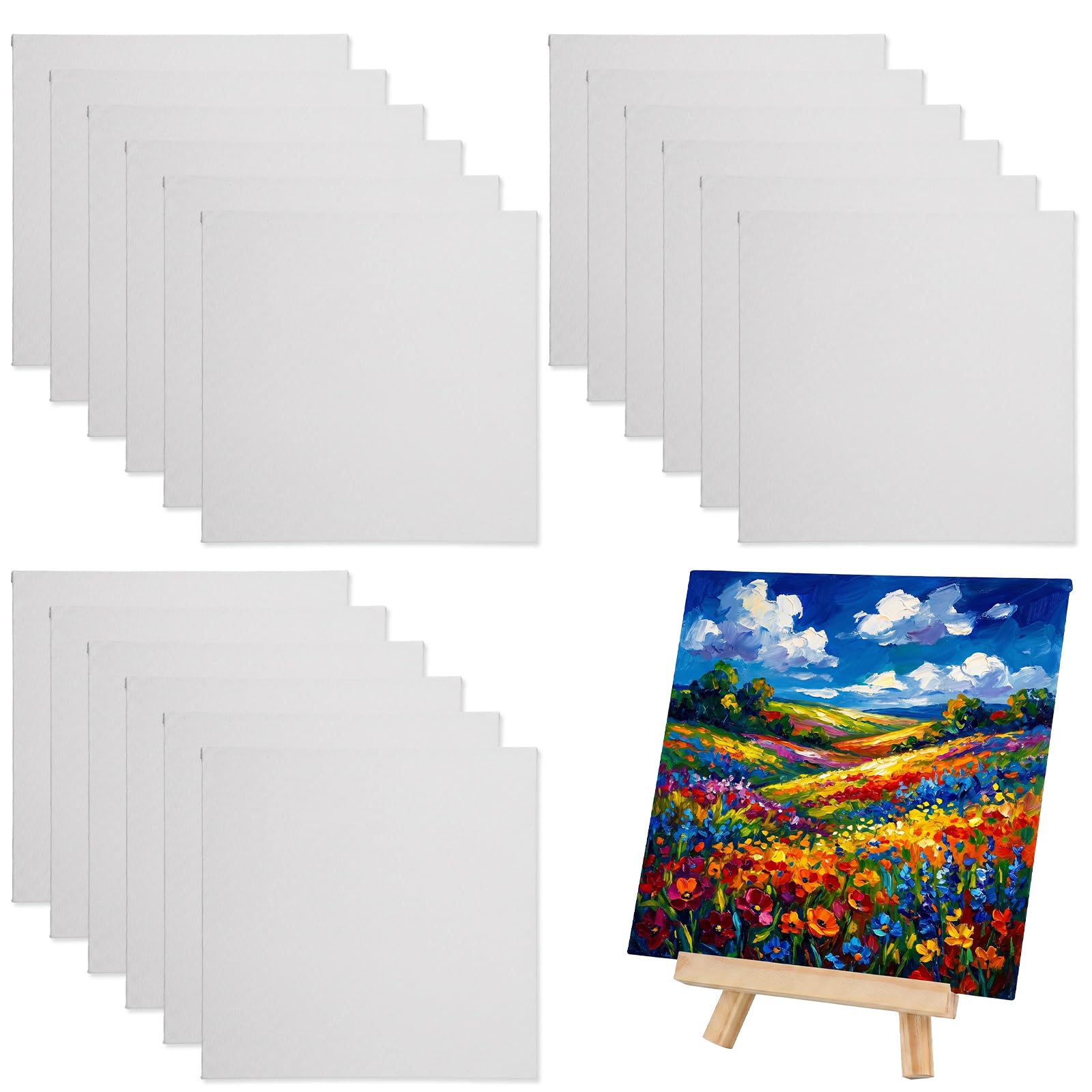 20Pcs Small Canvases for Painting,Plain Canvas for Painting and Mini Easels (20cm*20cm)