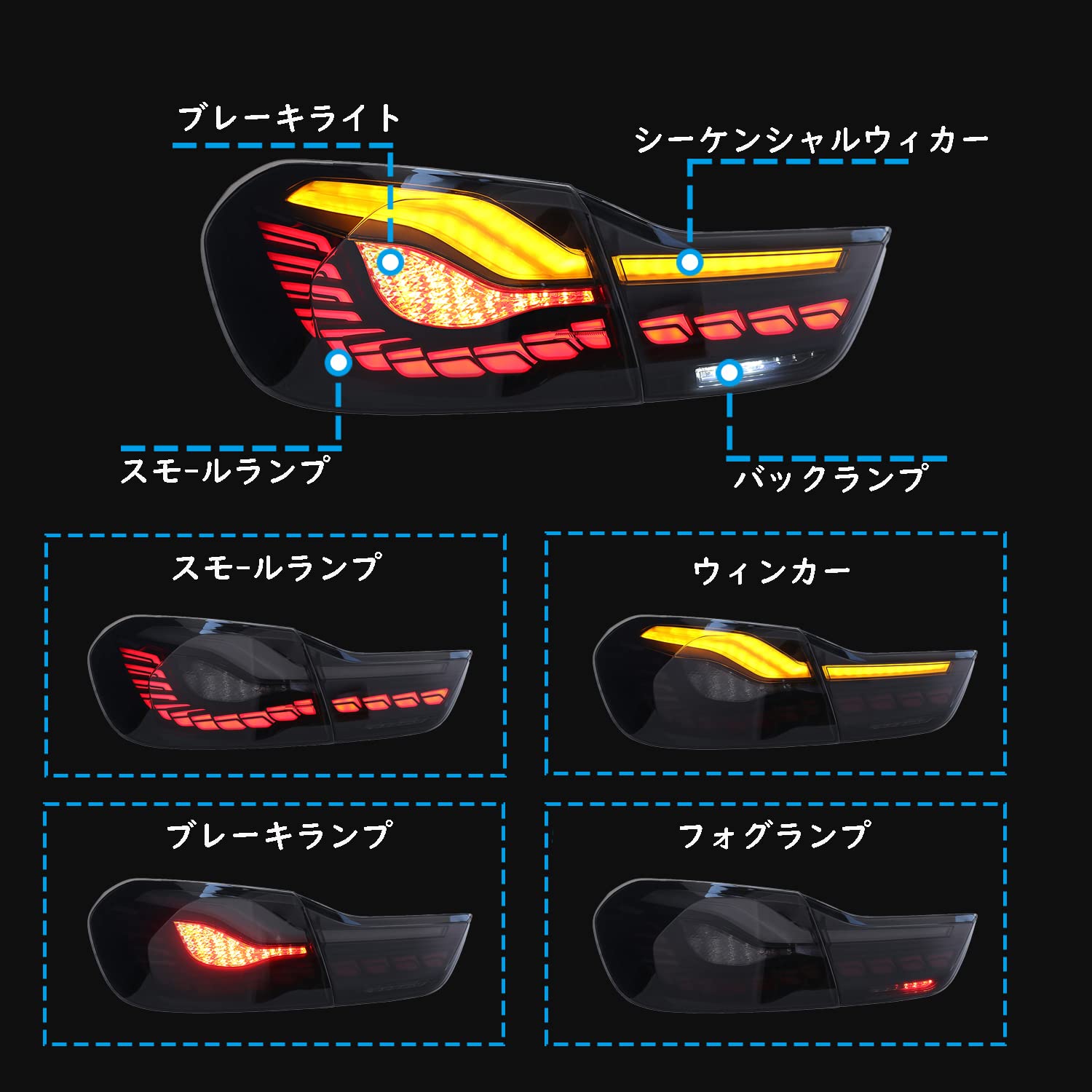Amazon | Kaiisoo 全LED 4シリーズ テールランプ テールライト M4 F32 