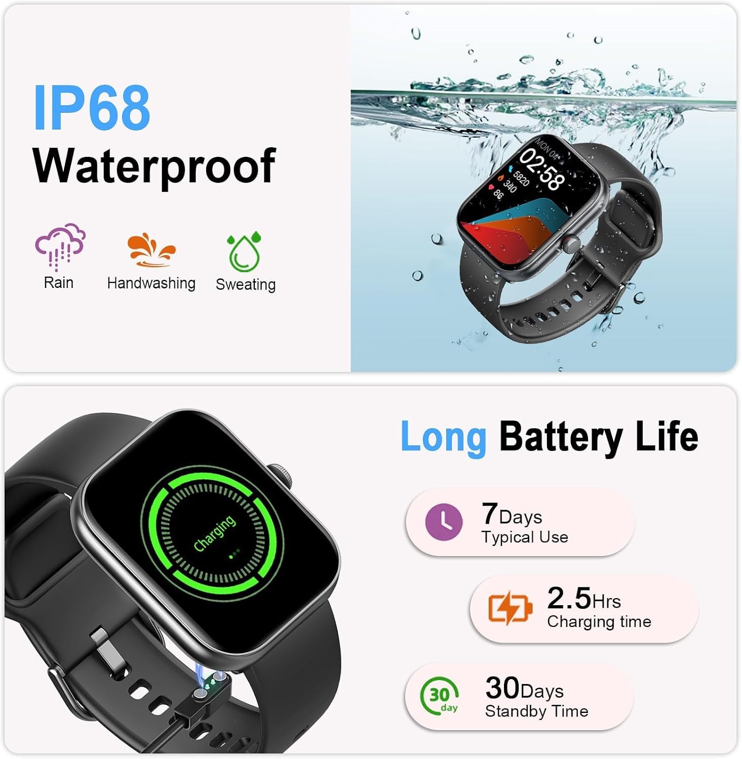 uaue Reloj Inteligente Hombre con Alexa,1.91" HD Smartwatch Hombre, 110+ Modos Deportivos, Monitor de Sueño/Podómetro/Pulsómetro, IP68 Impermeable Pulsera Actividad para Android iOS
