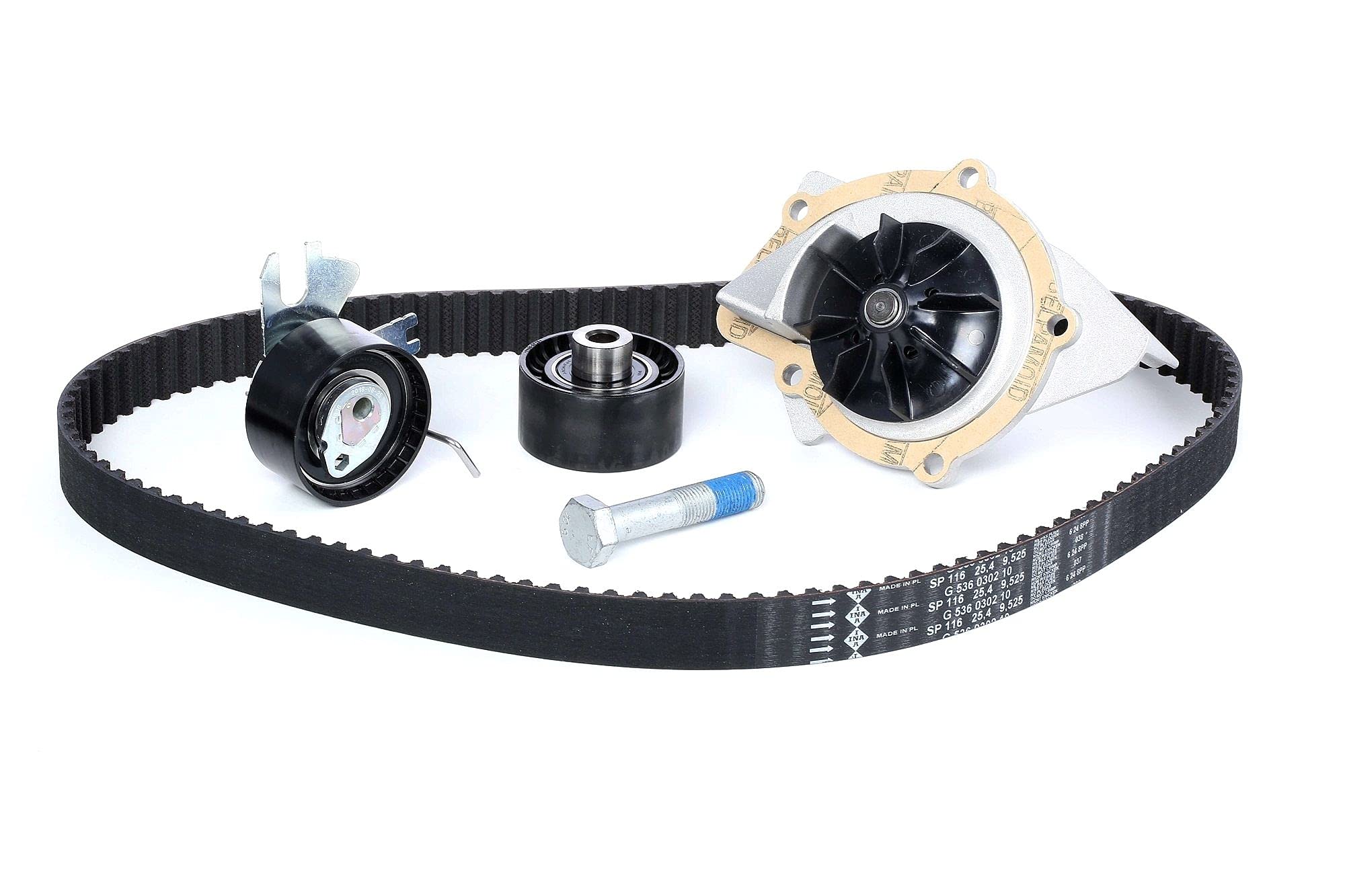 INA 530 0449 30 Bomba de agua + kit de correa de distribución Número de dientes: 19 29 mm Compatible con FORD MONDEO IV Turnier BA7 S-MAX WA6 Focus Mk2 Familiar DA, FFS, DS, VOLVO V50 545 | 530 0449 30 (CT1091WP1) apto para 307 C4 Focus