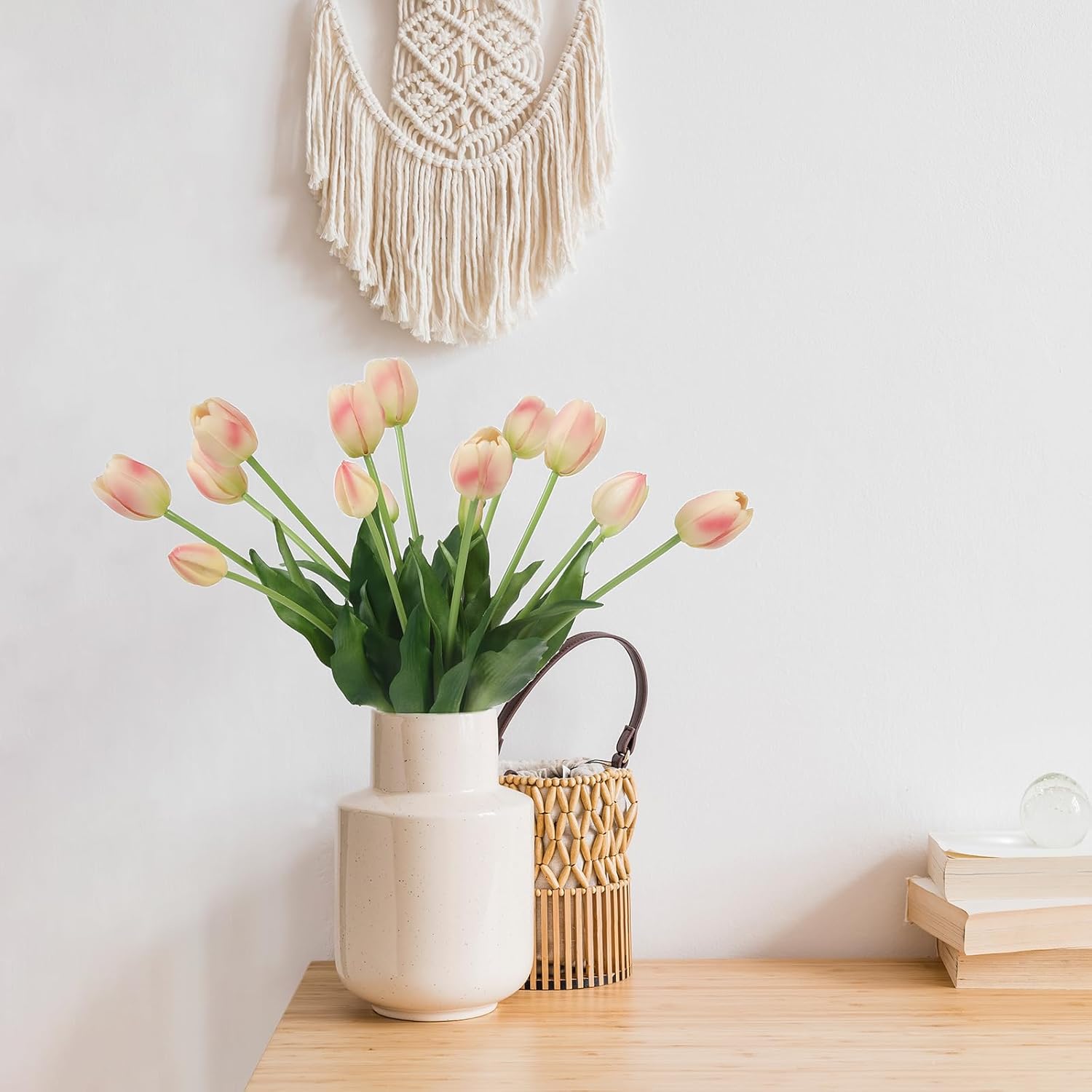 15 Pcs Meat Pink Artificial Flowers Tulips Latex Plastic Soft Faux Bouquets for Party, Wedding, Home, Room, Garden Decor - Image 6