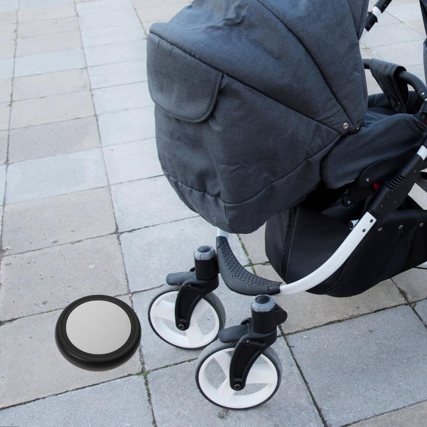 Kisangel Stroller Rear Wheel Replacement 1 Pair Rubber Pushchair Wheel Assembly for Pram Suitable for Boys and Strollers