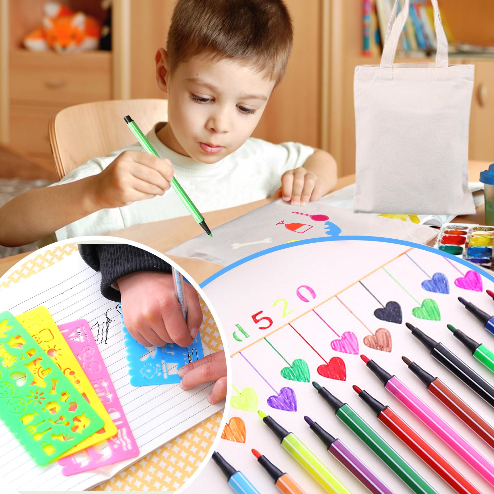 qimeyu Zainetti da Colorare,Borsa Graffiti DIY,15 Pezzi Zaini da Colorare per Bambini,Sacche da Colorares per Bambini con 12 Penna dei Graffiti per Regalini Fine Festa Compleanno,Gadget Compleanno