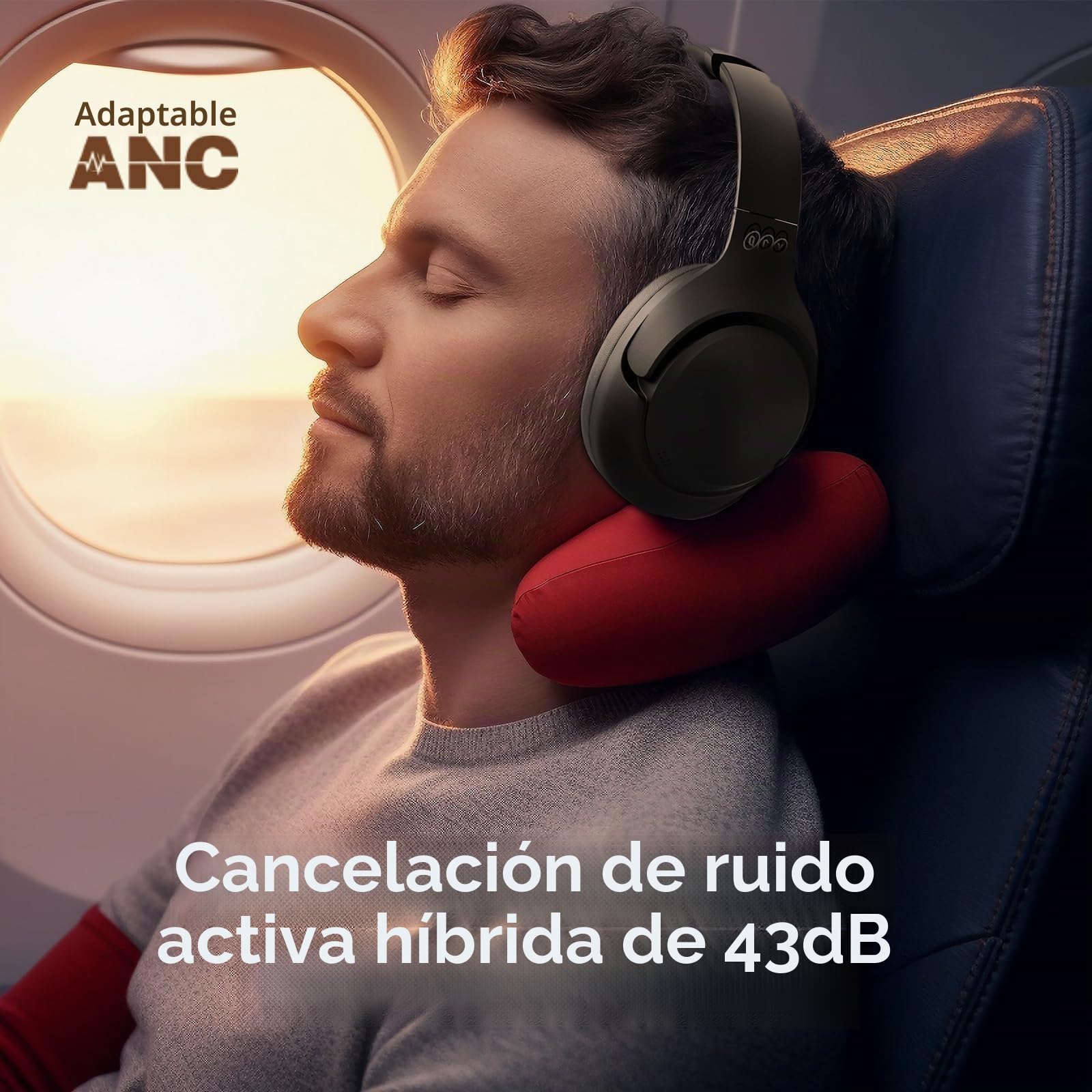 QCY H3 Cascos Inalámbricos Bluetooth 5.4 Diadema con Cancelación de Ruido Activa Híbrida, Hi-Res Audio, 60 Horas de Reproducción, Plegables Auriculares Over Ear Compatible con iOS/Android