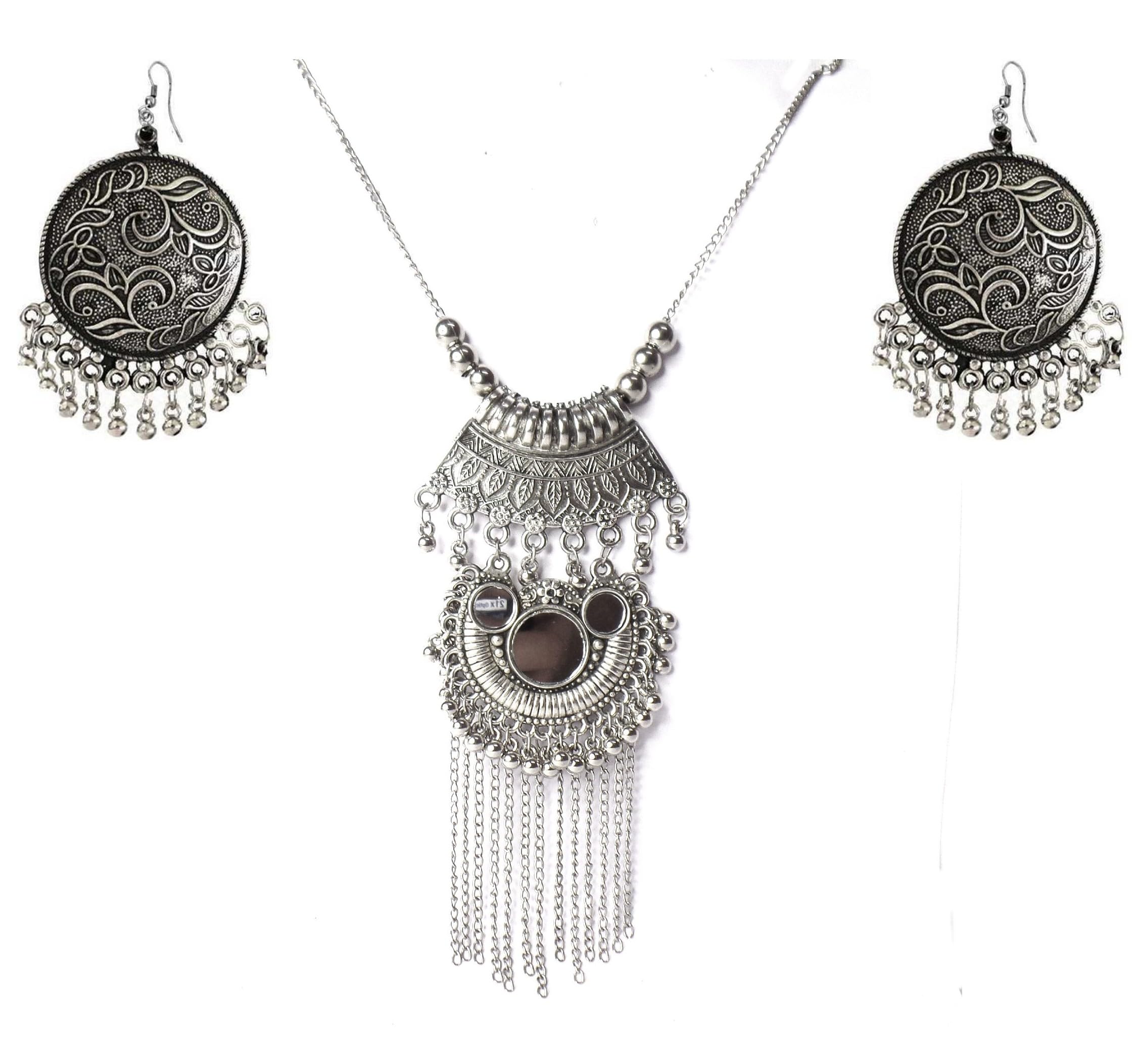 ZuriKrisha® Stylish Black Long Pendent Light Weight Necklace With Hanging Earrings for Women & Girls (B09J8W3G87) Amazon Price History, Amazon Price Tracker