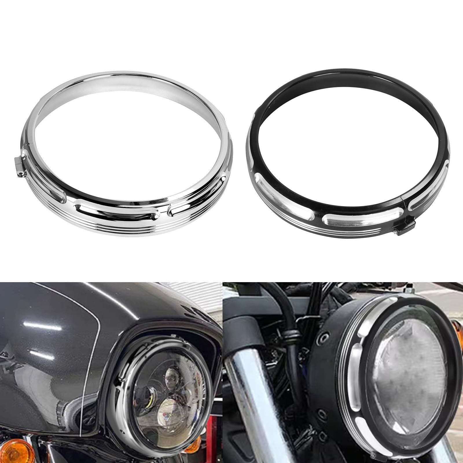 Anillos de aluminio para faros delanteros de motocicleta de 7 pulgadas, anticorrosión, anillos de faros delanteros de instalación sencilla para bicicleta