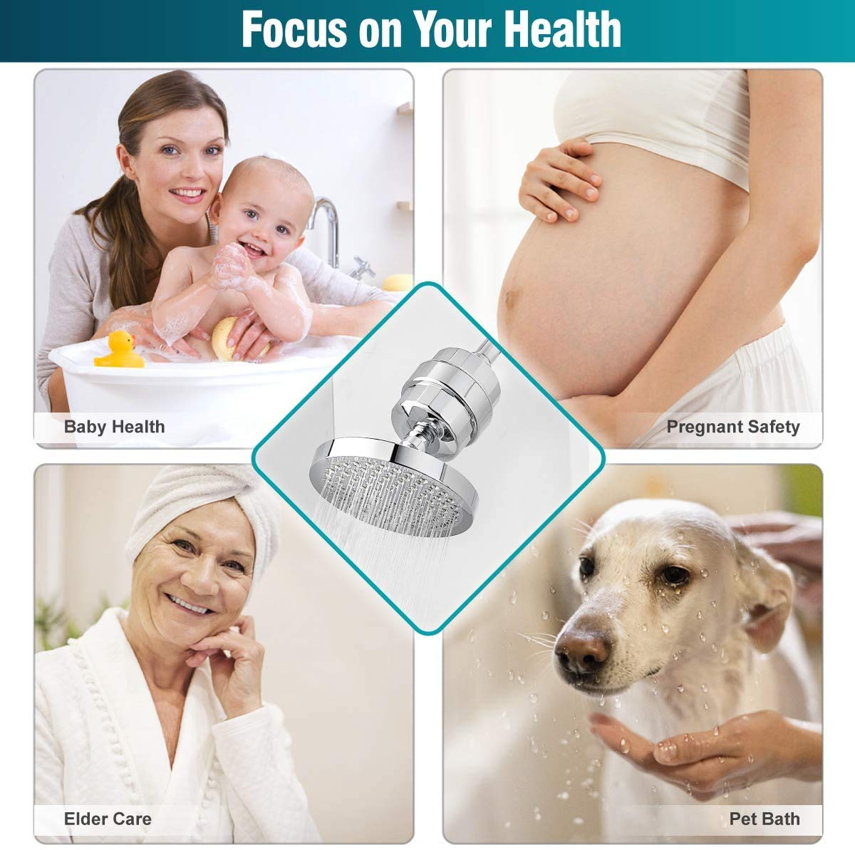 ADOVEL High Output Shower Head and Hard Water Filter, 15 Stage Shower