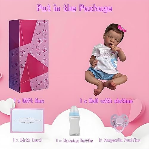 Miniatura 5 de Muñeca de bebé realista de silicona, con ojos cerrados, durmiendo, realista, muñeca Reborn Girl  18.5 in 18 pulgadas hecha a mano de vinilo de