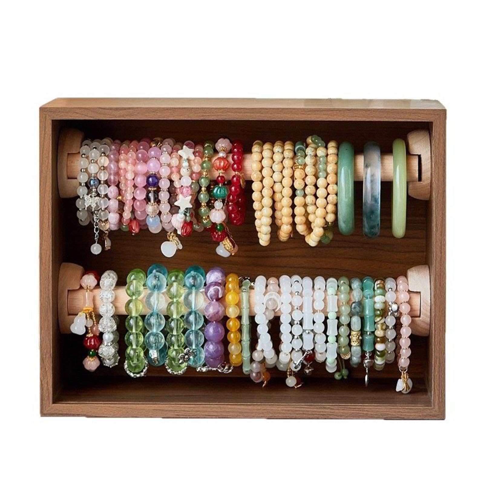 Soporte de Exhibición Y Almacenamiento para Pulseras, Organizador de Dos Niveles para Relojes Y Collares, Fabricado en Acrílico con Tapa Extraíble, ID, 2 Piezas, Individual