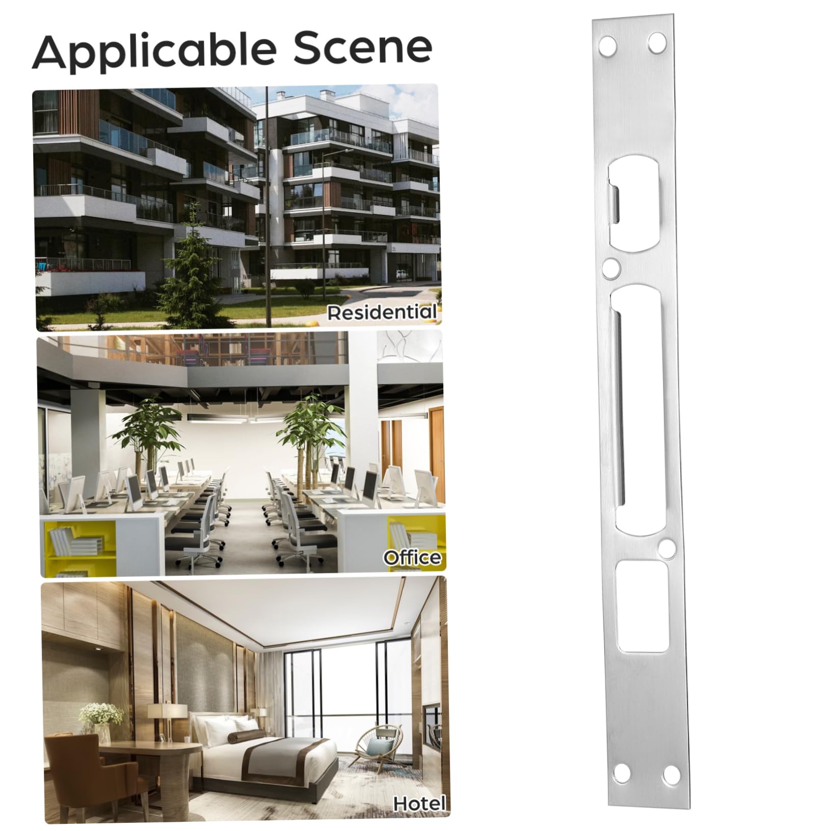 VILLCASE 9 Ensembles Plaque De Renfort Pour Pêne Dormant Plaque De Grève Gâches Pour Portes Extérieures Grève De Haute Sécurité Gâche De Porte Longue Acier Inoxydable 2 Pièces * 9