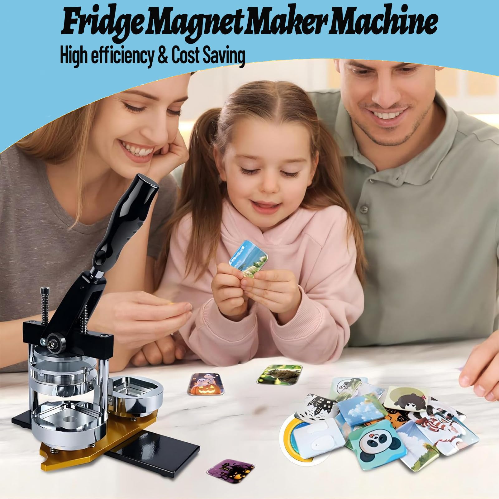 MáQuina para Hacer Imanes FotográFicos, MáQuina para Hacer Botones con Imanes para Refrigerador, Kit De Prensa para Insignias Cuadradas Personalizadas Magnets-200pcsMaterial