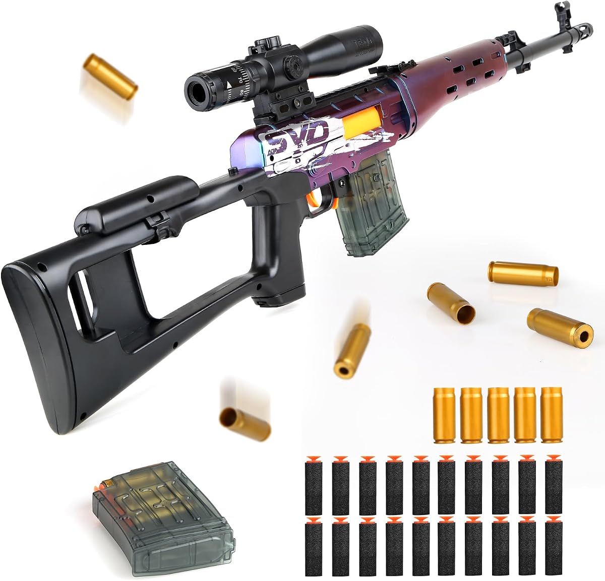 Pistolets Jouet, Pistolet avec éjection Balles Souples, Mousse Jouet Blaster, Pistolet a Bille Molle, Pistolet Jouets pour de Plus de Adulte, Fusil Sniper