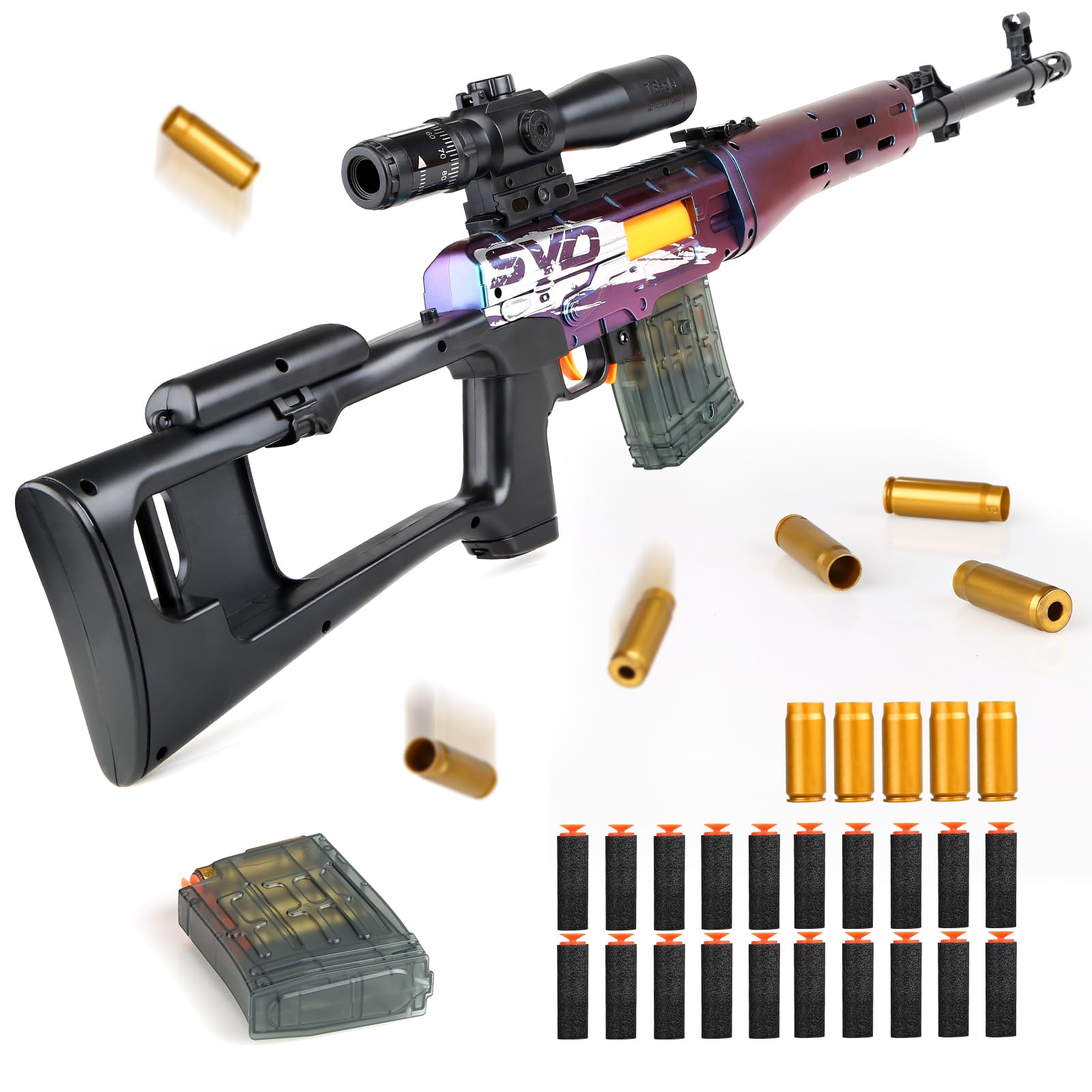 Pistolets Jouet, Pistolet avec éjection Balles Souples, Mousse Jouet Blaster, Pistolet a Bille Molle, Pistolet Jouets pour de Plus de Adulte, Fusil Sniper