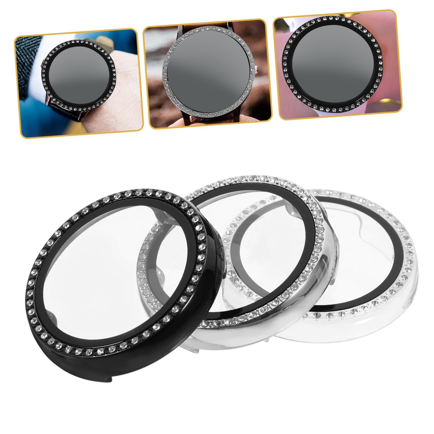 HOMSFOU Lot De 5 Coques De Montre Intégrées en Strass pour Montre Connectée Légères Et Robustes 3 X 5 Pièces