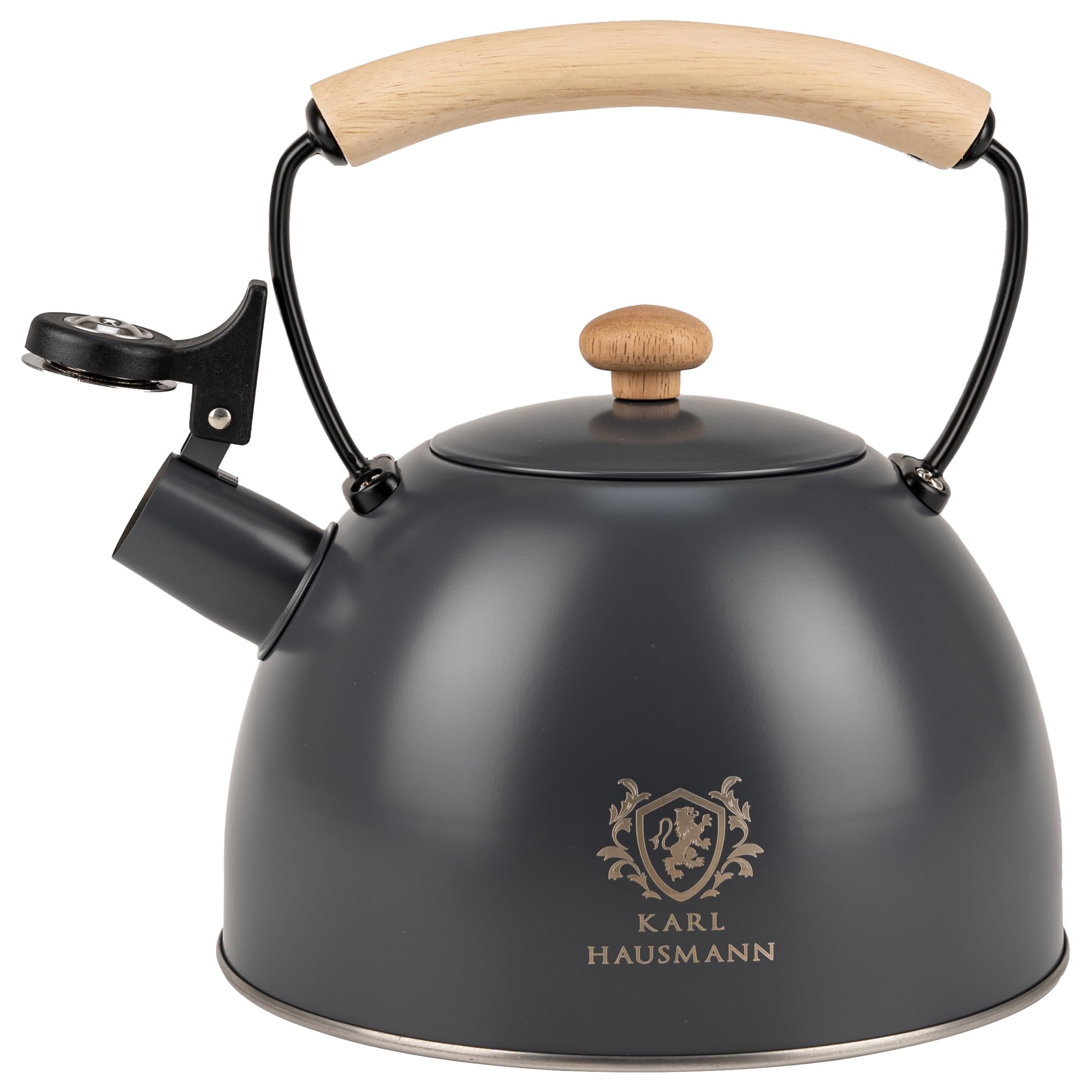KARL HAUSMANN Bouilloire Induction 2,5L Inox avec Sifflante - Gris Theiere Cuisine pour Plaque Gaz, Vitrocéramique et Électrique - Grande Capacité Eau Chaude avec Couvercle Amovible