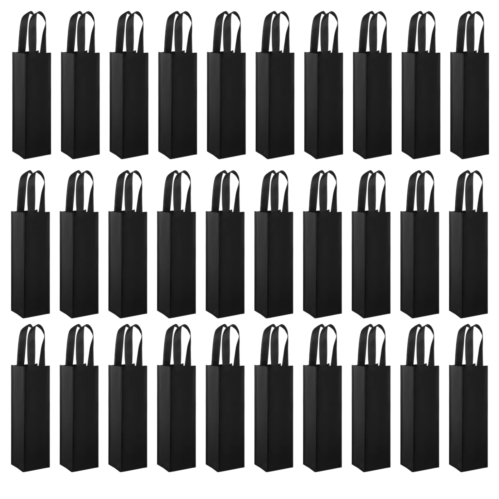 50 bolsas de vino negro con asas, tela no tejida, 13.8 pulgadas de alto, bolsas reutilizables para botellas de vino