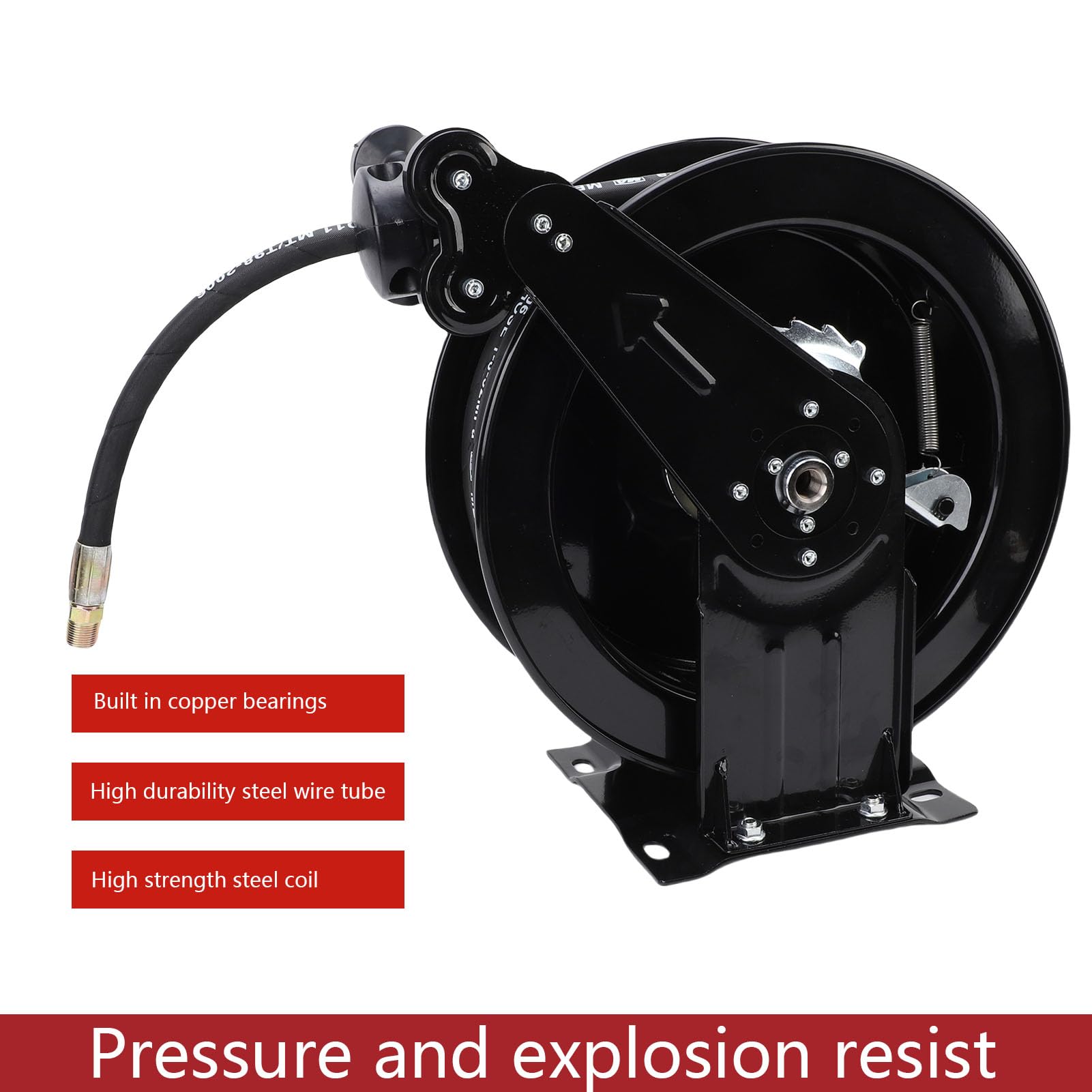 Domary High Pressure Washer Hose Reel Heavy Duty 32.81ft Retractable Auto