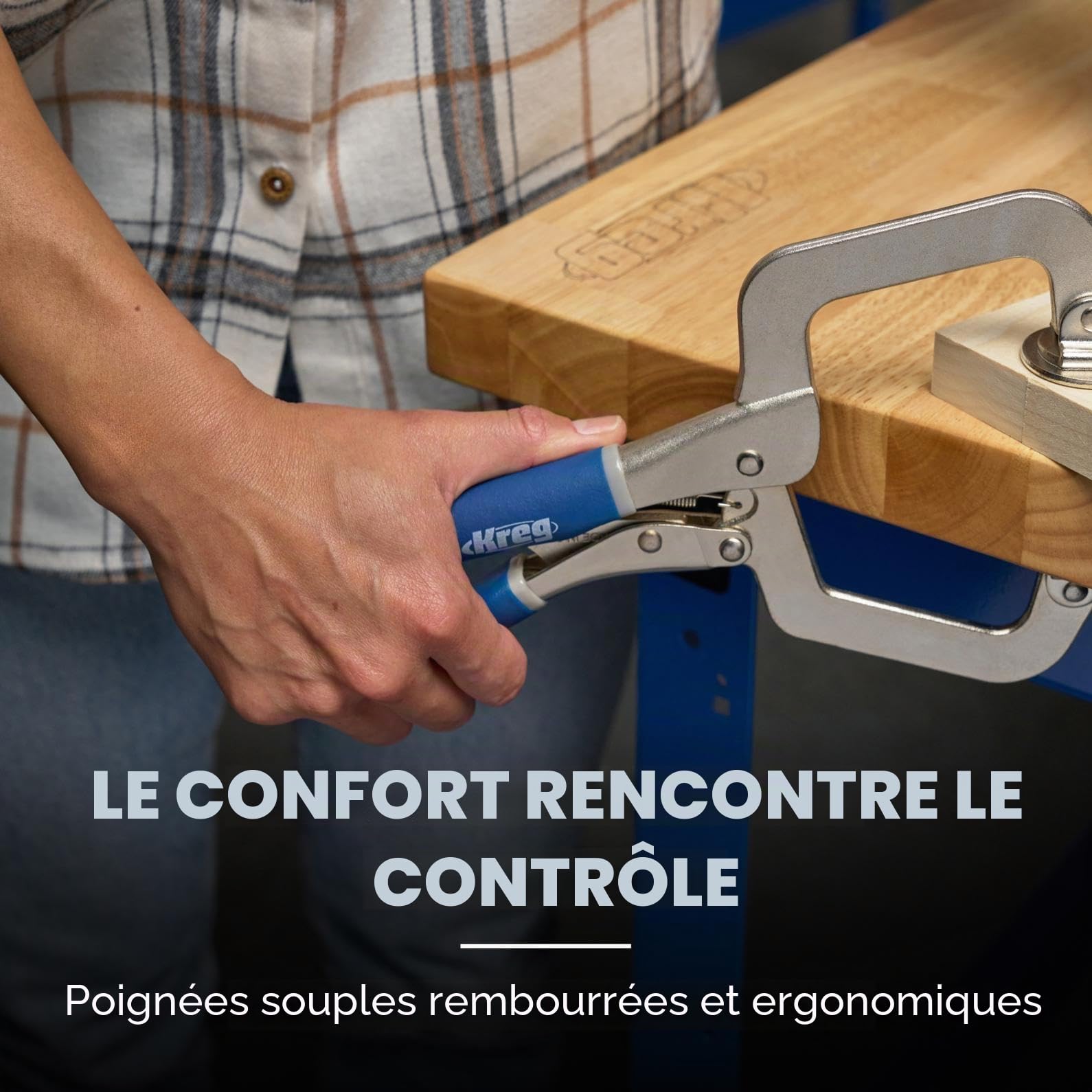 Serre-joint rapide Kreg Classic 76 mm - compatible avec la série Pocket-Hole Jig 300, grande force de serrage, parfait pour les bricoleurs et les artisans