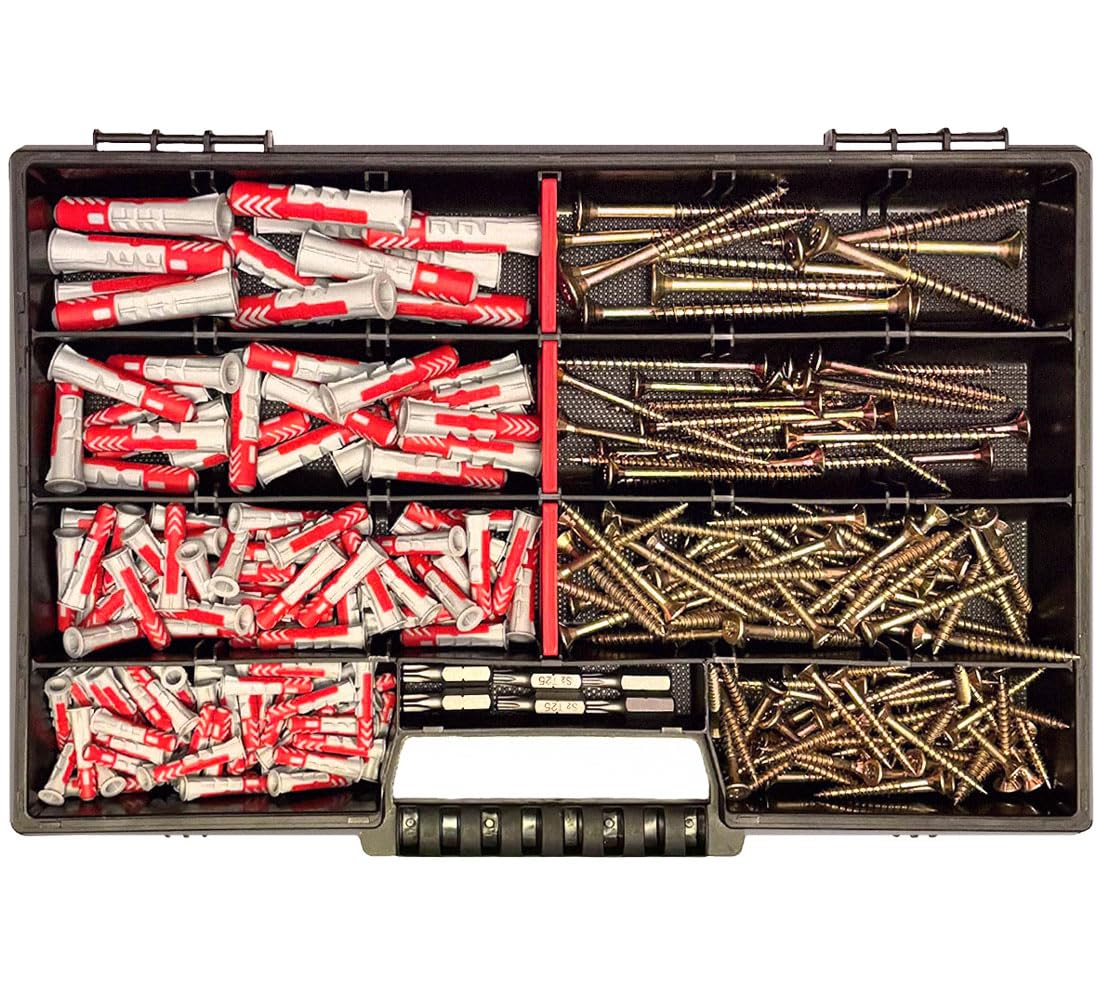 Fischer Set di tasselli da 280 pezzi, con viti Torx, 6 punte e robusta valigetta – 5 x 25, 6 x 30, 8 x 40, 10 x 50 mm, set di viti e tasselli di alta qualità, ideale per fai da te e professionisti