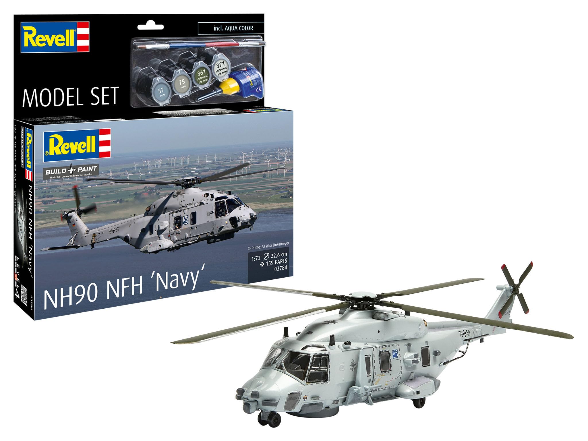 Revell NH90 NFH 63784 Maquette en plastique non construit/non peint Bleu marine Échelle 1/72 avec accessoires